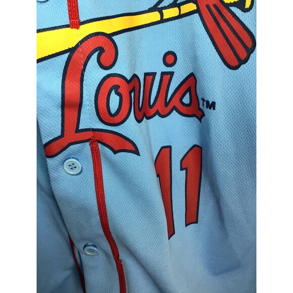 St. Louis Cardinals DeJong Old Dominion Freight Blue Stadium Giveaway XL Jersey - Picture 11 of 16